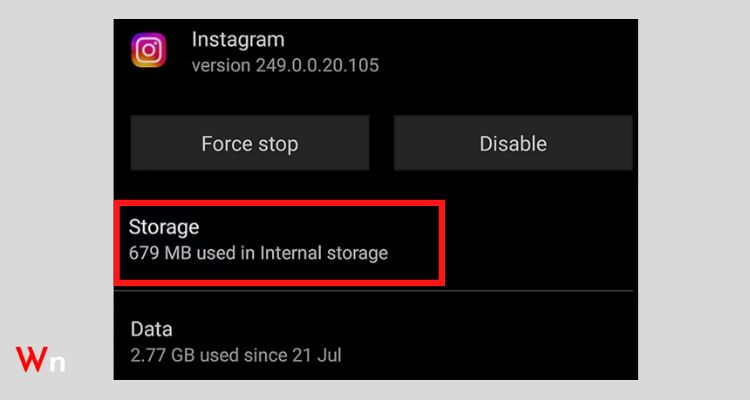 Select “Storage” option.