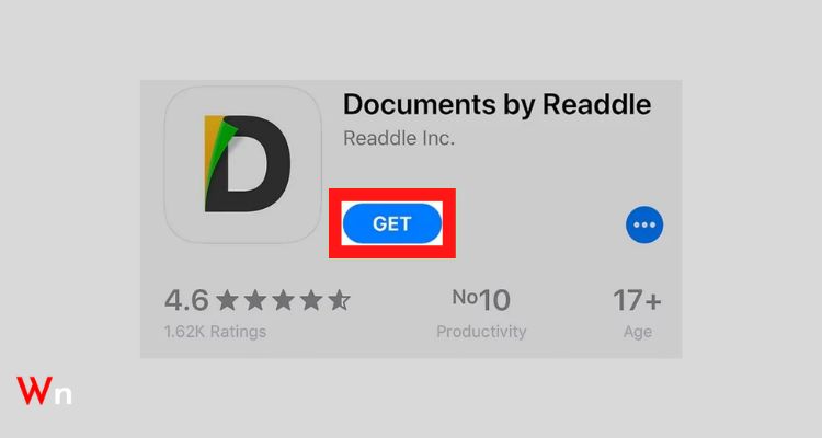 Tap “Get” to download the “Documents by Readdle app.”