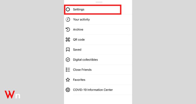 From your Instagram Profile menu, select the “Settings” option.